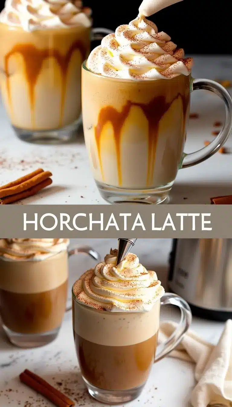 Pinterest pin for Cinnamon Swirl Horchata Latte