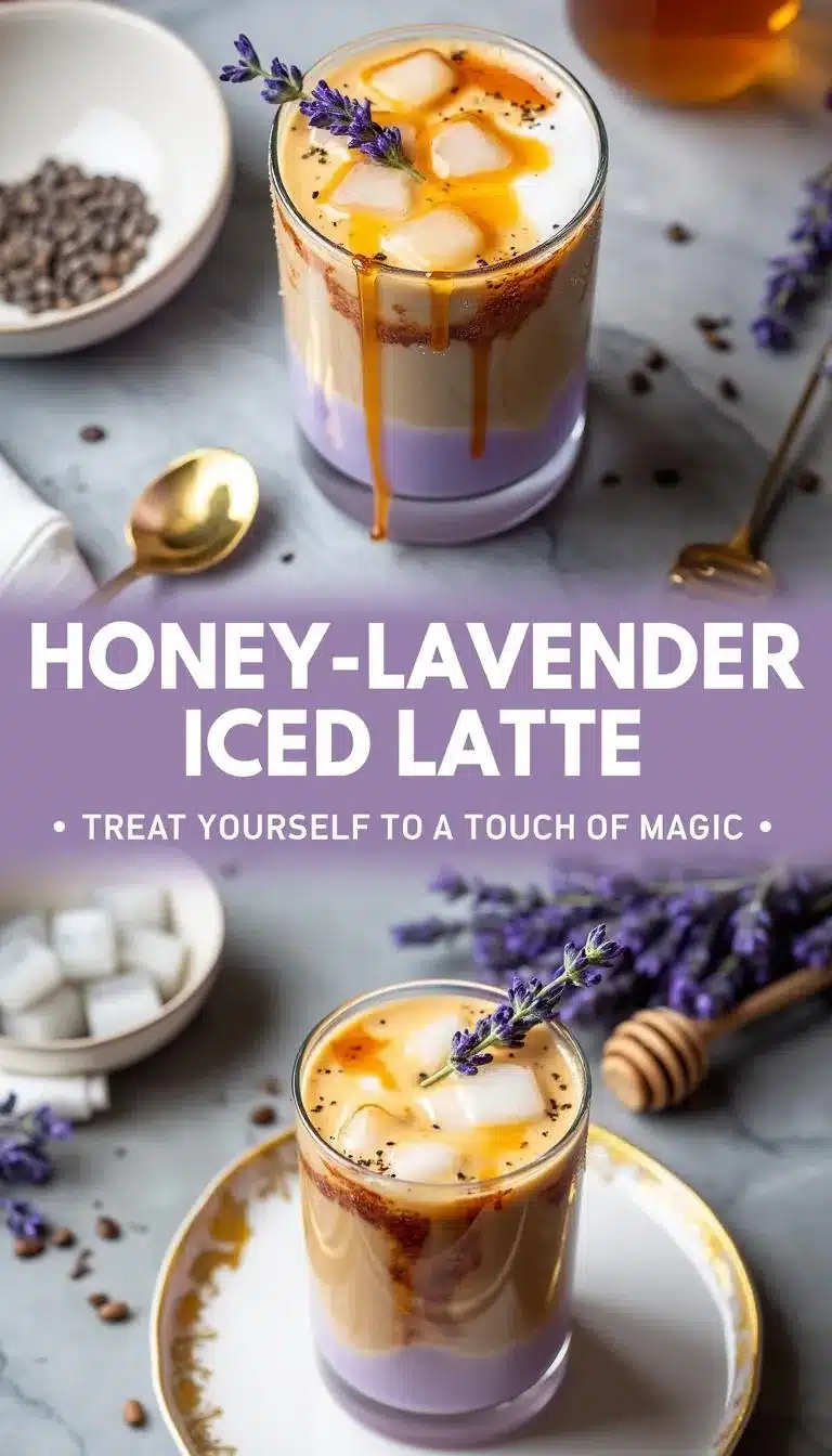 Pinterest pin for Honey-Lavender Iced Latte
