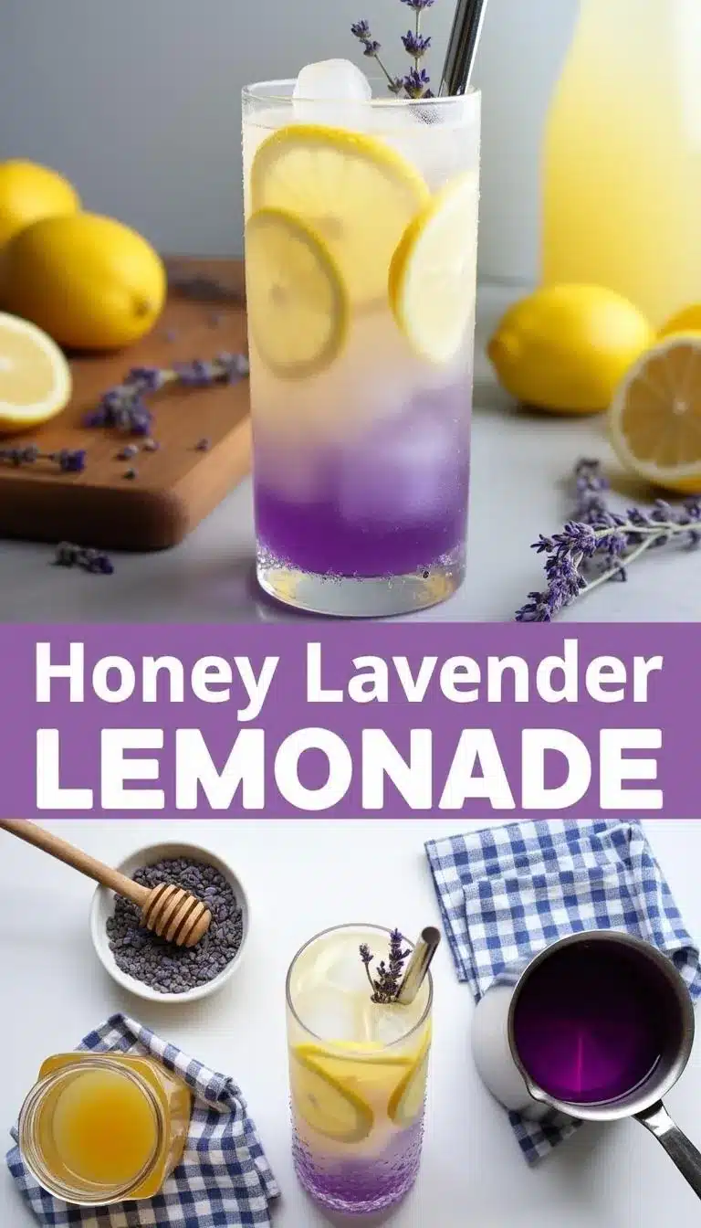 Pinterest pin for Honey Lavender Lemonade