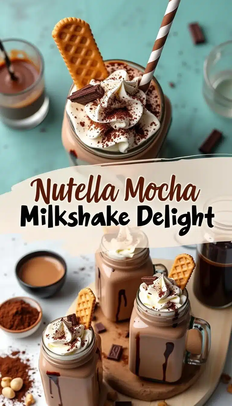 Pinterest pin for Nutella Mocha Milkshake