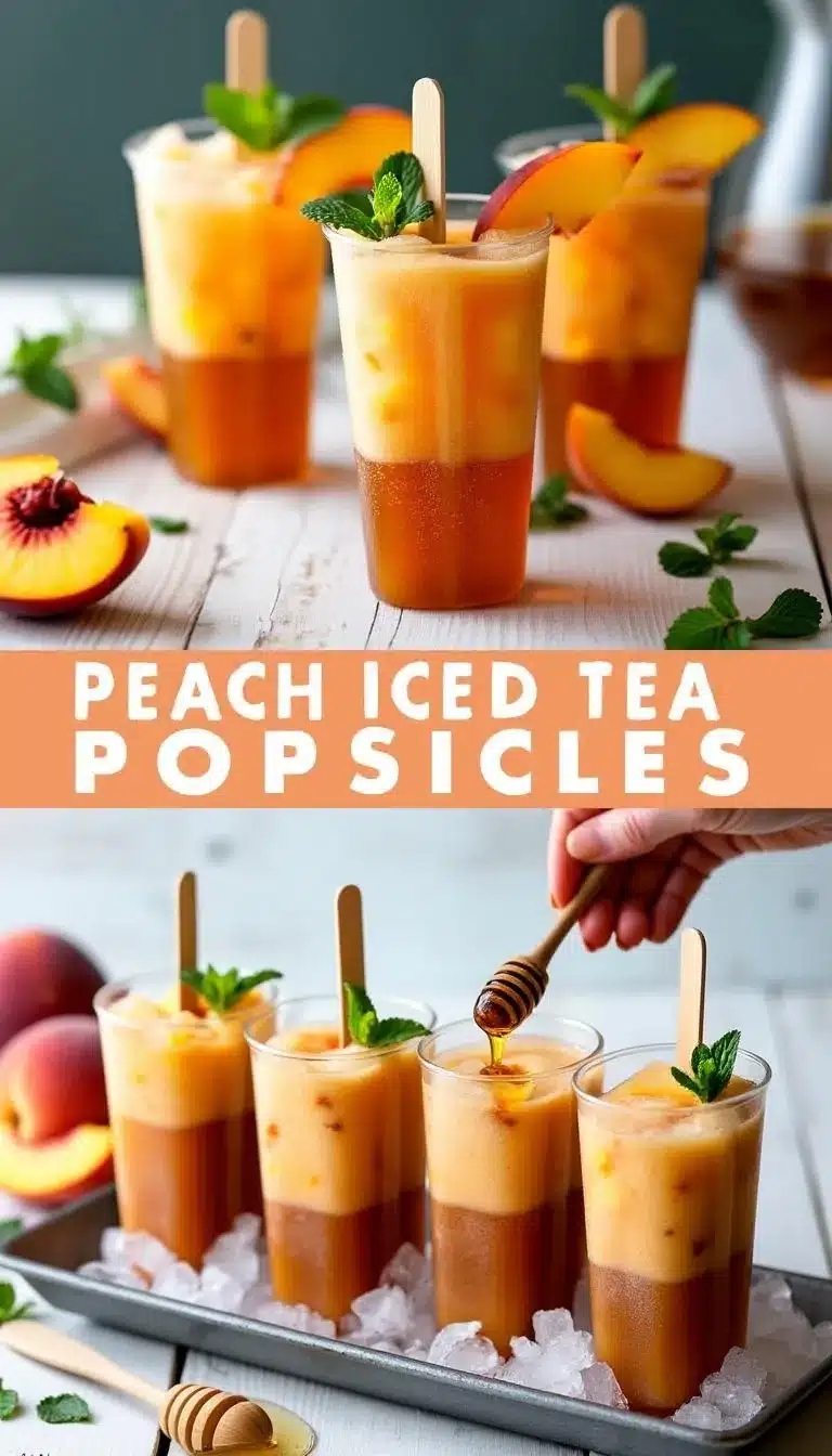Pinterest pin for Peach Iced Tea Popsicles