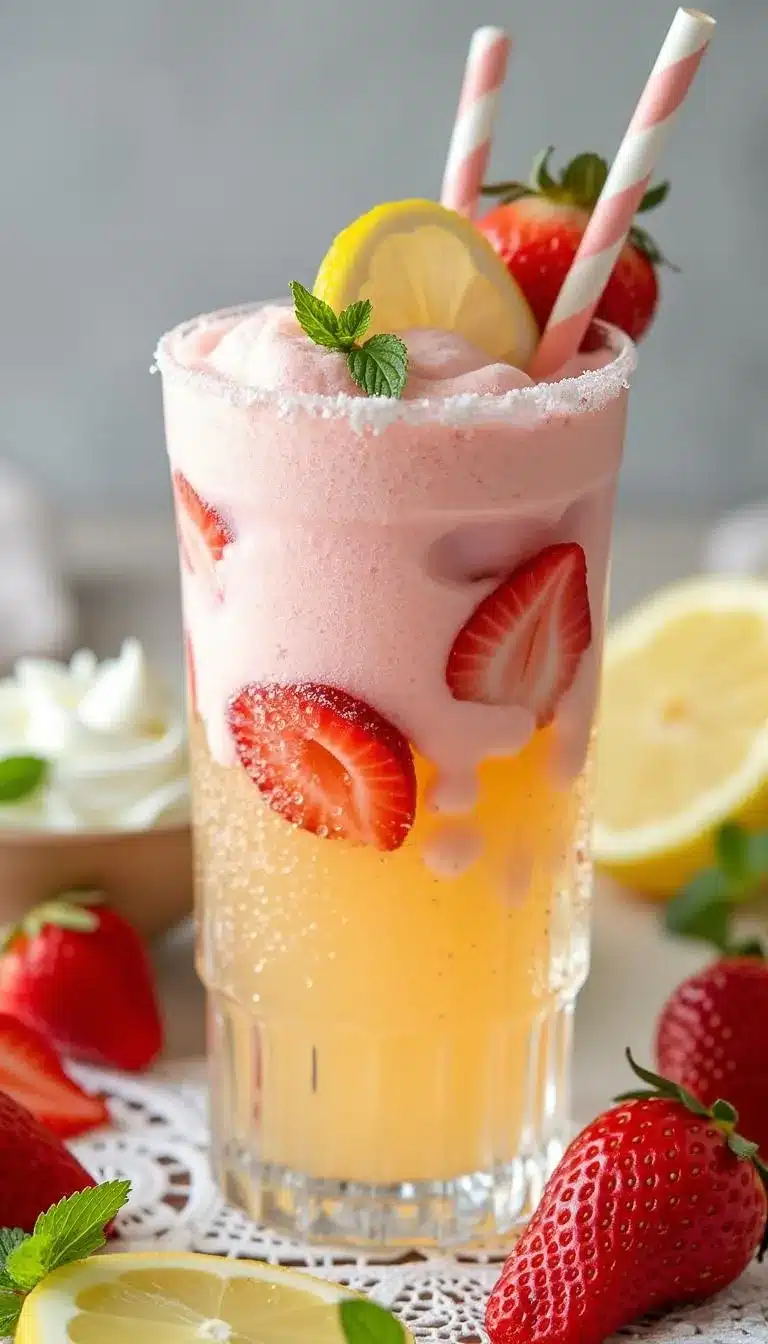 Pinterest pin for Strawberry Lemon Cream Soda