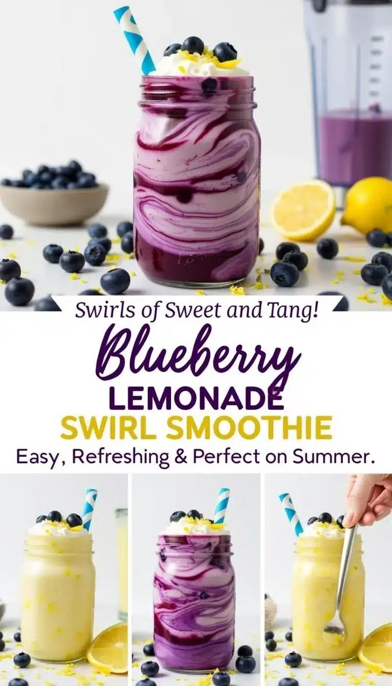 Pinterest pin for blueberry lemonade smoothie