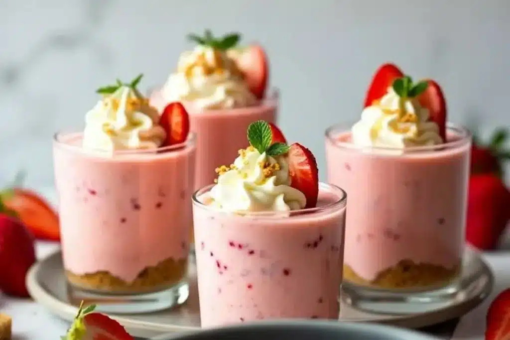 Mini Strawberry Cheesecake Smoothie Shots