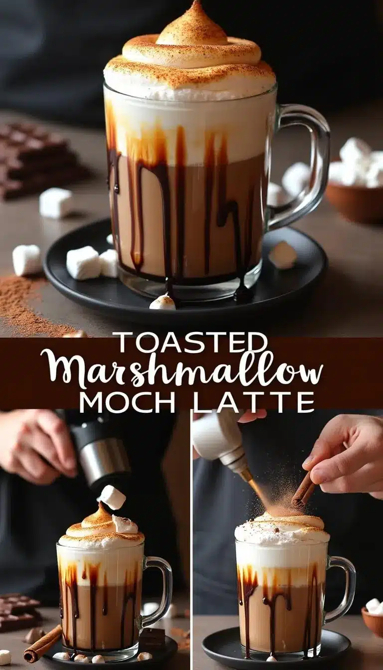 Pinterest pin for toasted marshmallow mocha latte