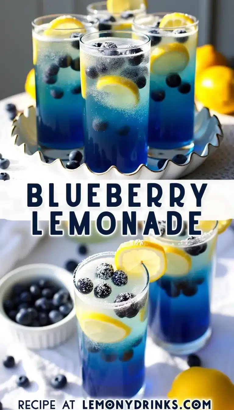 Pinterest pin for Blueberry Lemonade Fizz