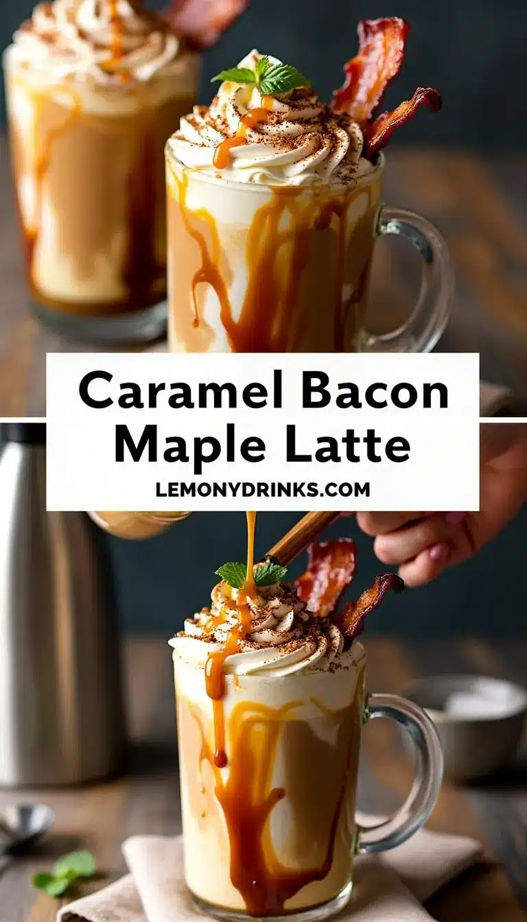 Pinterest pin for Caramel Bacon Maple Latte