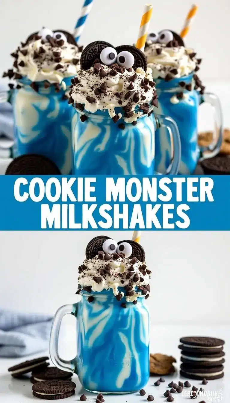 Pinterest pin for Cookie Monster Milkshake