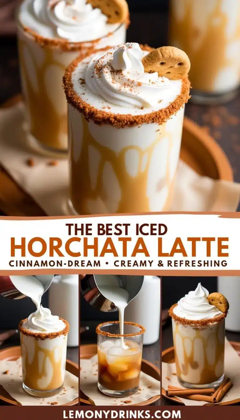 Pinterest pin for Iced Horchata Latte
