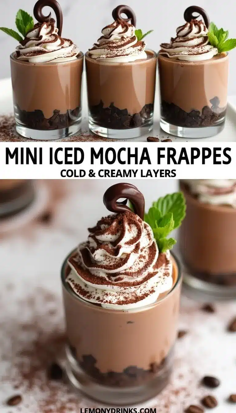 Pinterest pin for Mini Iced Mocha Frappes