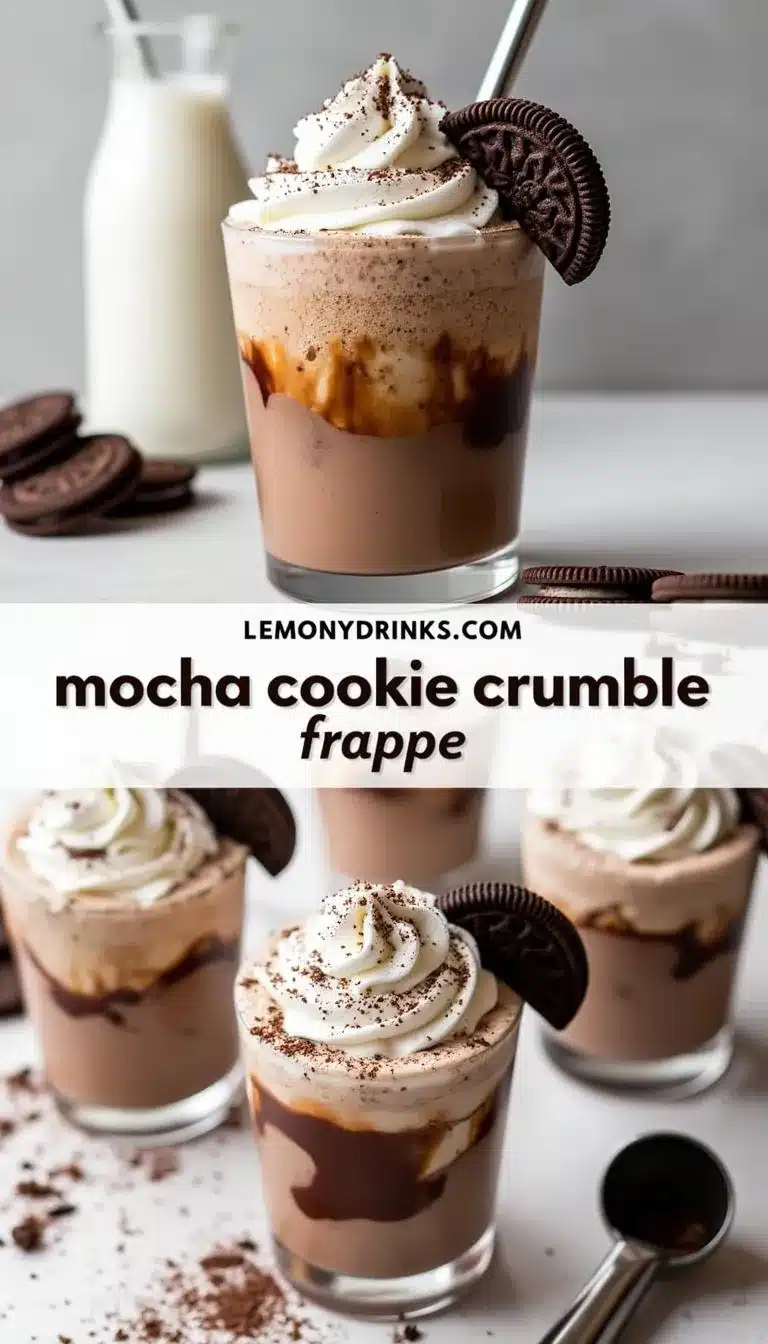 Pinterest pin for Mocha Cookie Crumble Frappe