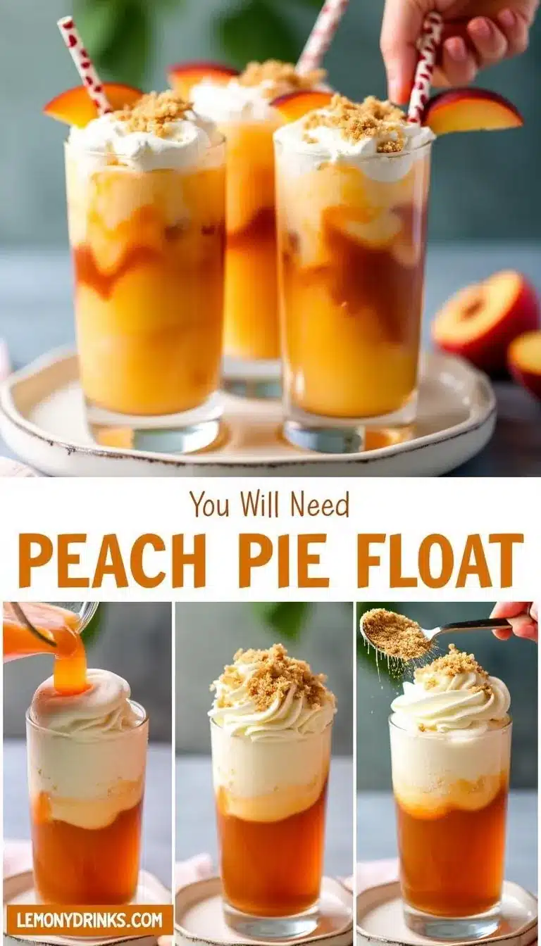 Pinterest pin for Peach Pie Float