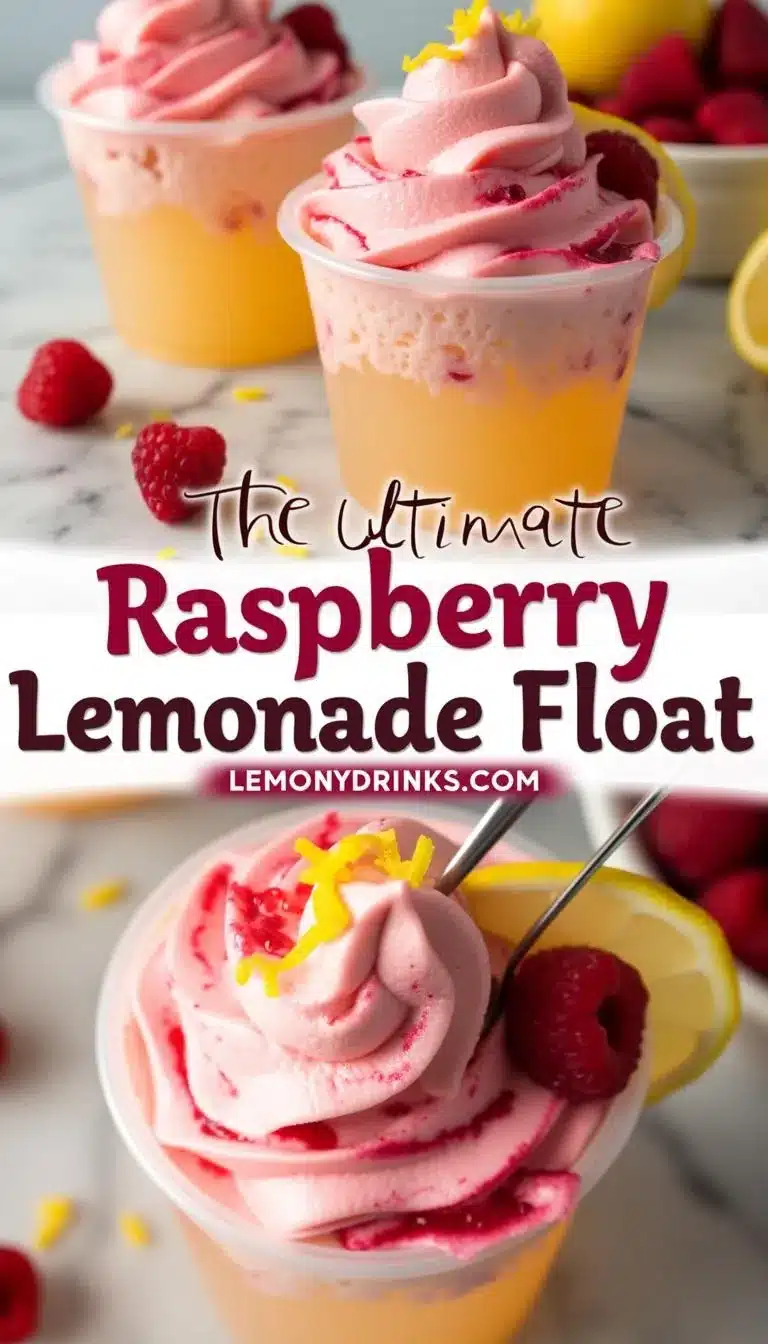 Pinterest pin for Raspberry Lemonade Float