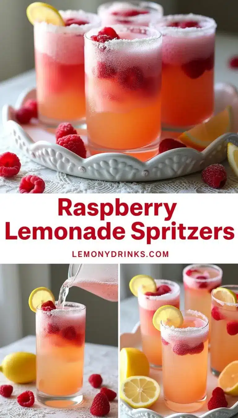 Pinterest pin for Raspberry Lemonade Spritzers