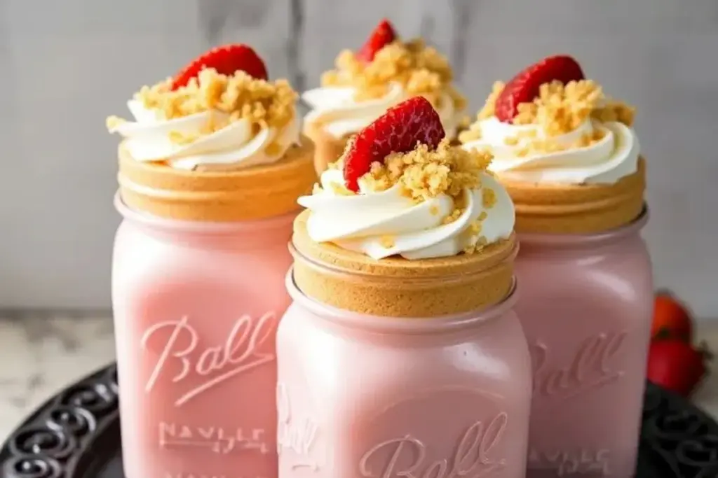 Strawberry Shortcake Milkshake Jars
