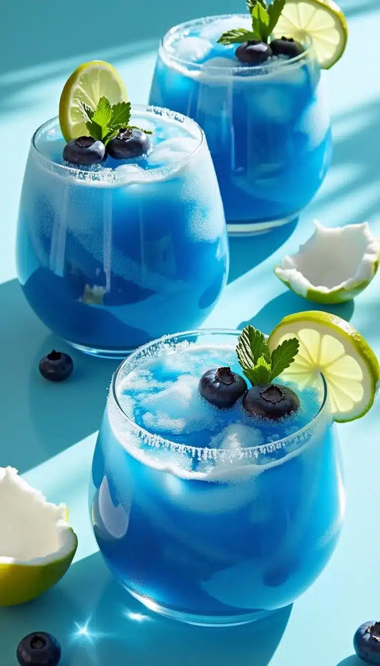 Pinterest pin for Blueberry Coconut Lime Slushie