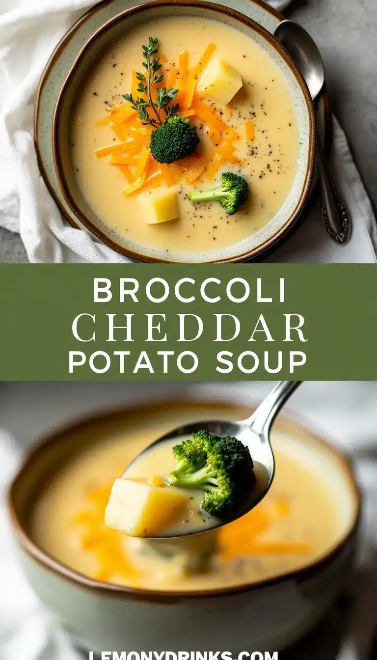 Pinterest pin for Broccoli Cheddar Potato Soup
