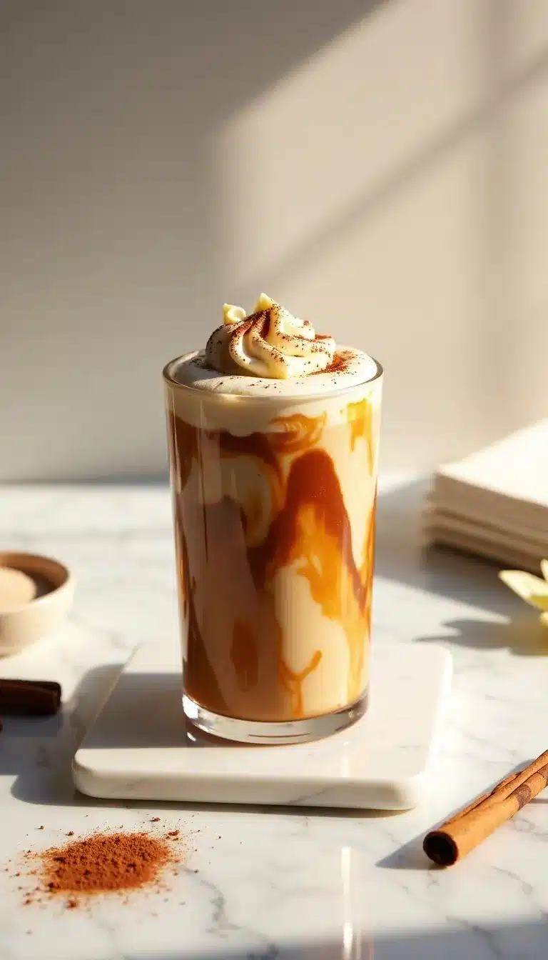 Pinterest pin for Cinnamon Roll Iced Latte