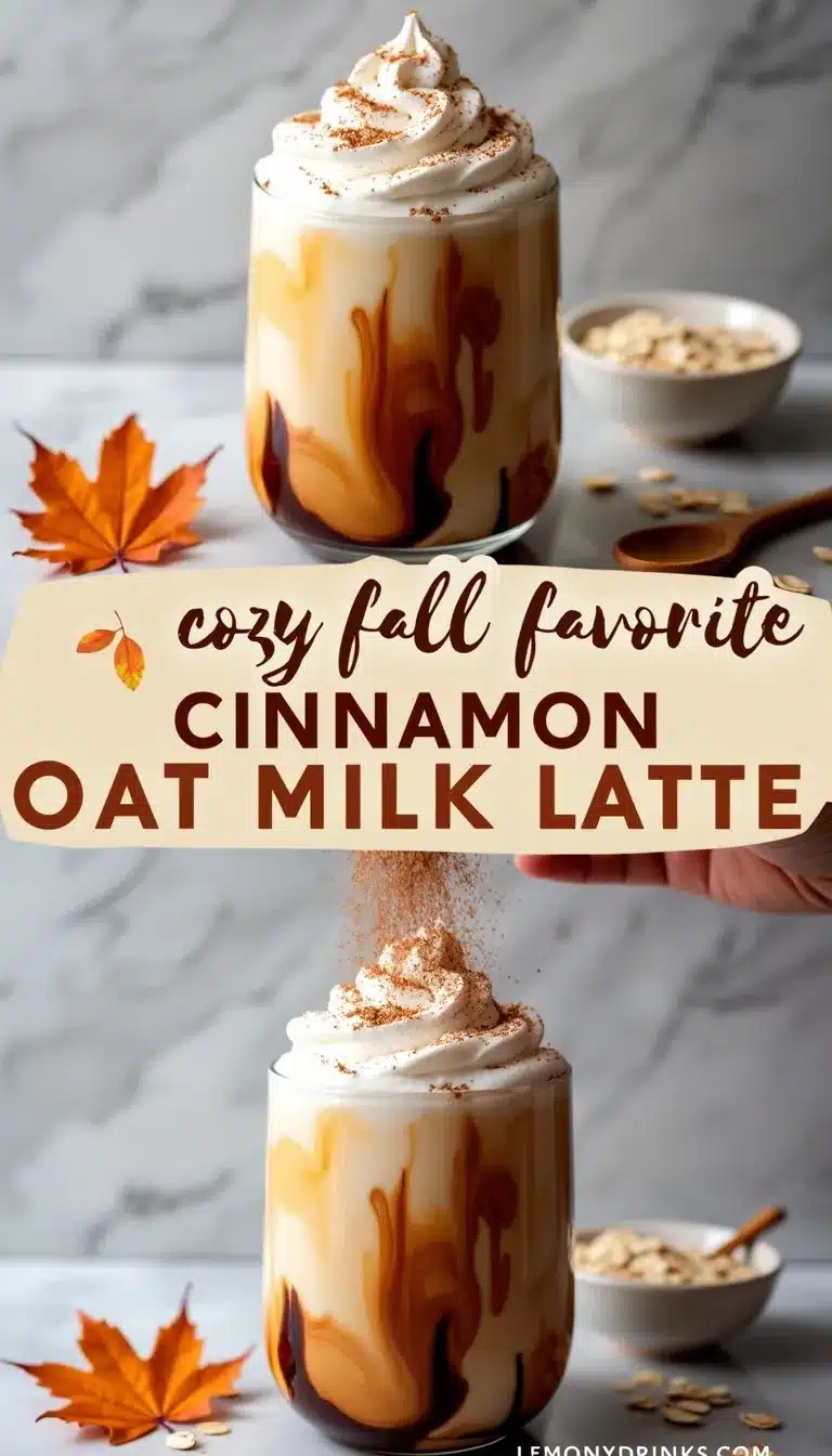 Pinterest pin for Iced Maple Cinnamon Oat Milk Latte