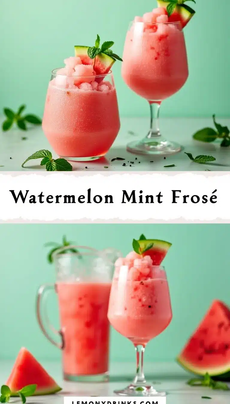 Pinterest pin for Watermelon Mint Frosé