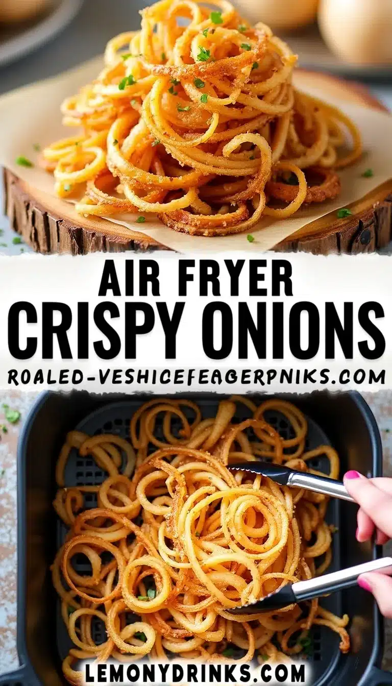 Pinterest pin for air fryer crispy onions