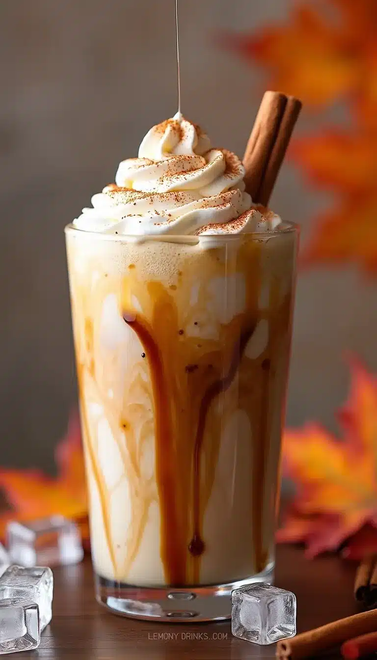 Pinterest pin for cinnamon maple iced latte