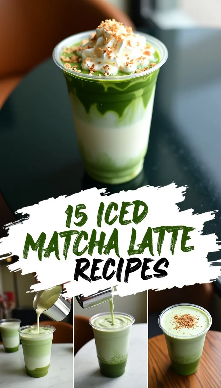 Pinterest pin for iced matcha latte