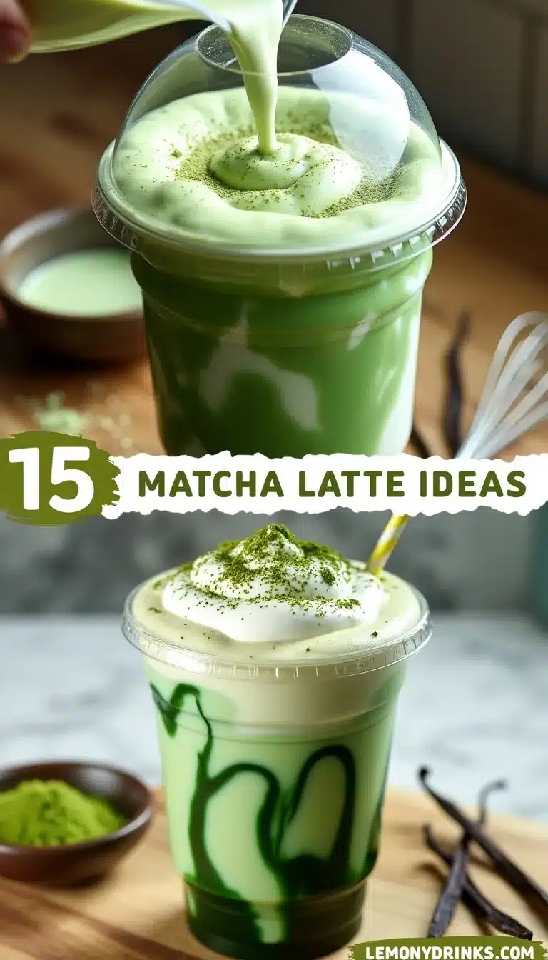 Pinterest pin for iced matcha latte
