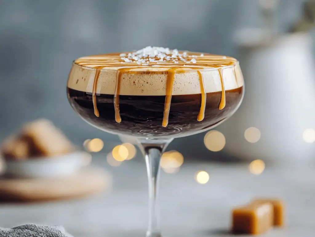 salted caramel espresso martini - featured image