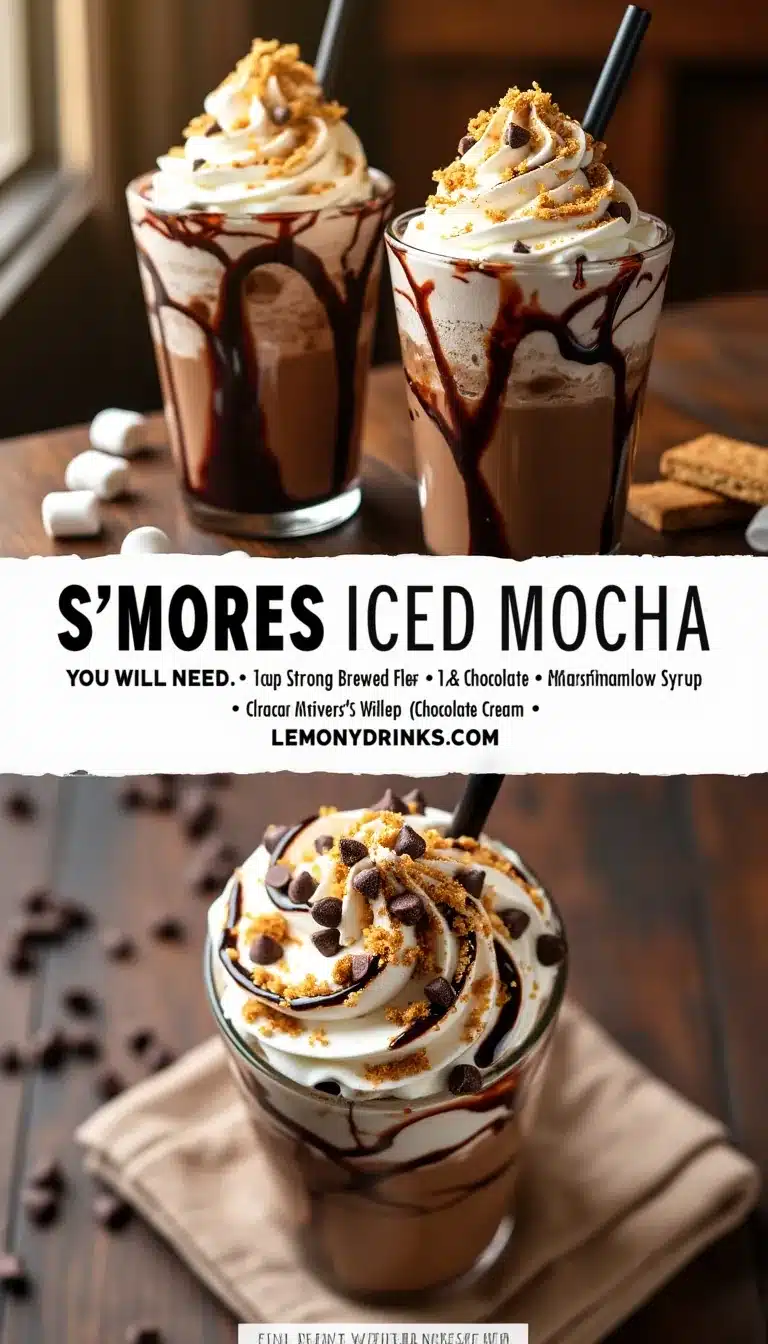 Pinterest pin for smores iced mocha