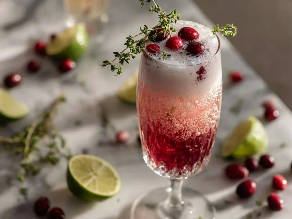 Cranberry Thyme Gin Fizz - featured image
