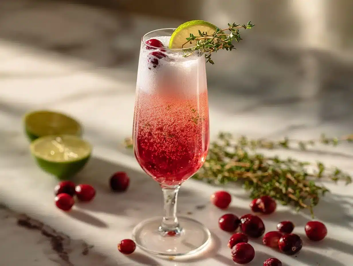Cranberry Thyme Gin Fizz preparation steps