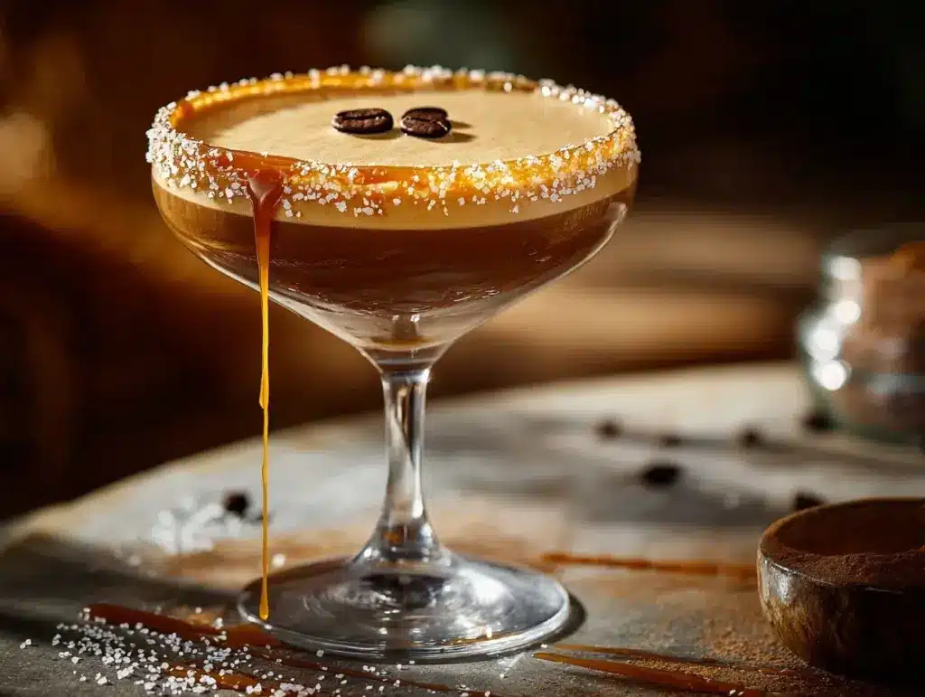 salted caramel espresso martini - featured image