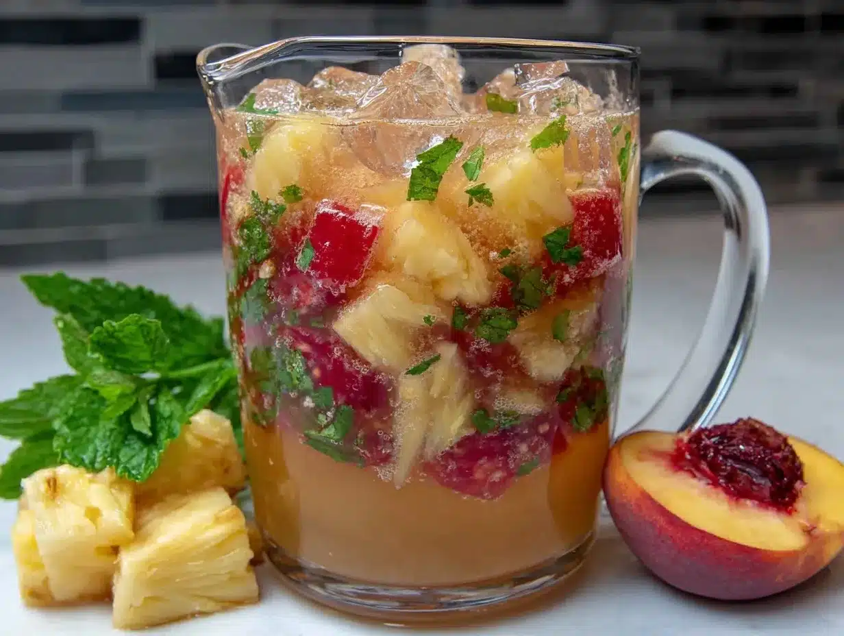 Tropical Peach Pineapple Juice preparation steps