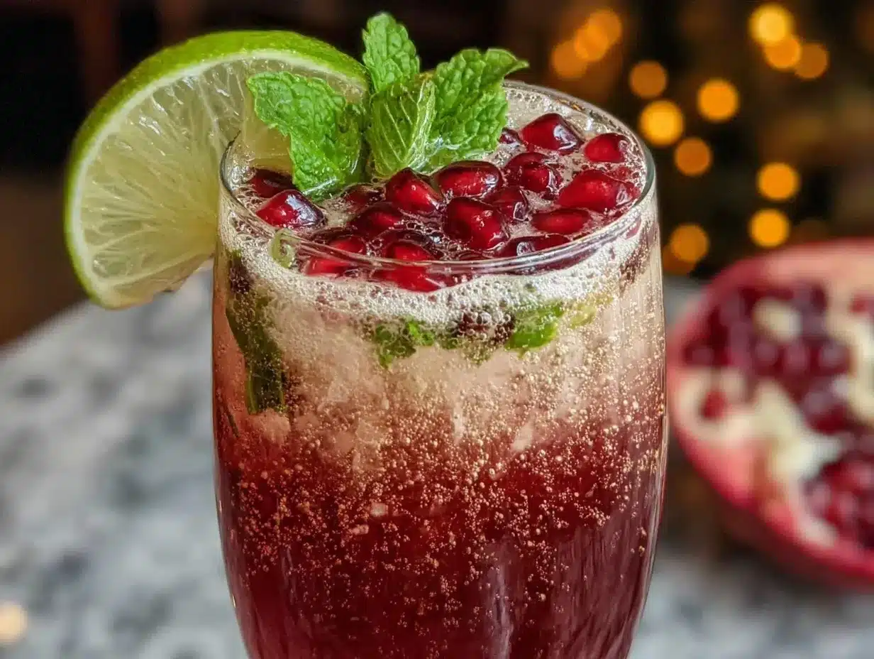 pomegranate champagne cocktail preparation steps
