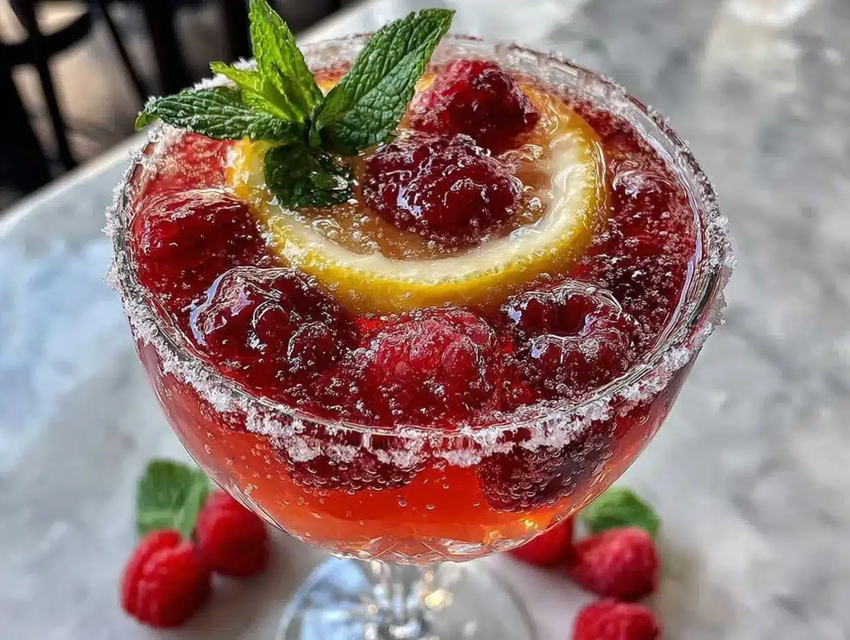 Raspberry Prosecco Cocktail preparation steps
