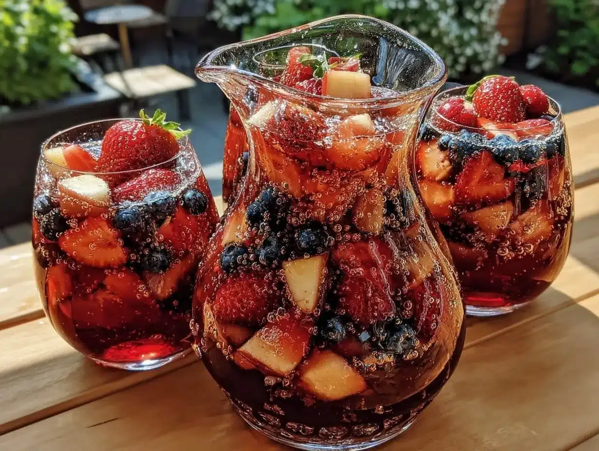 red white & blue sangria preparation steps