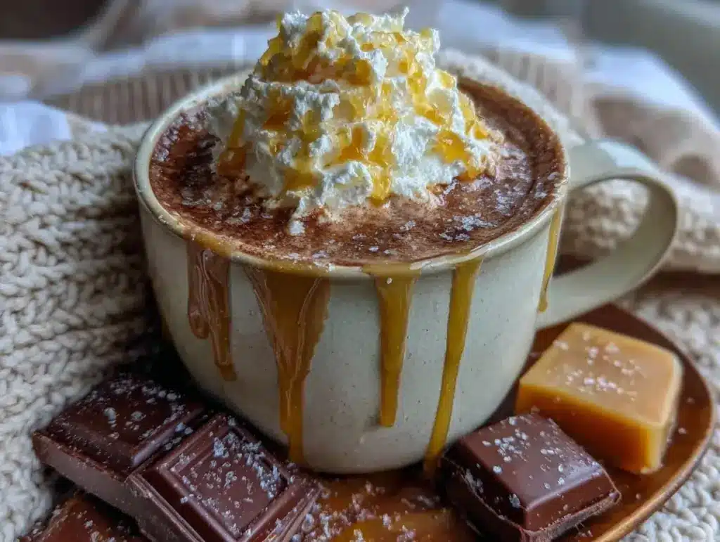 salted caramel hot chocolate - featured image