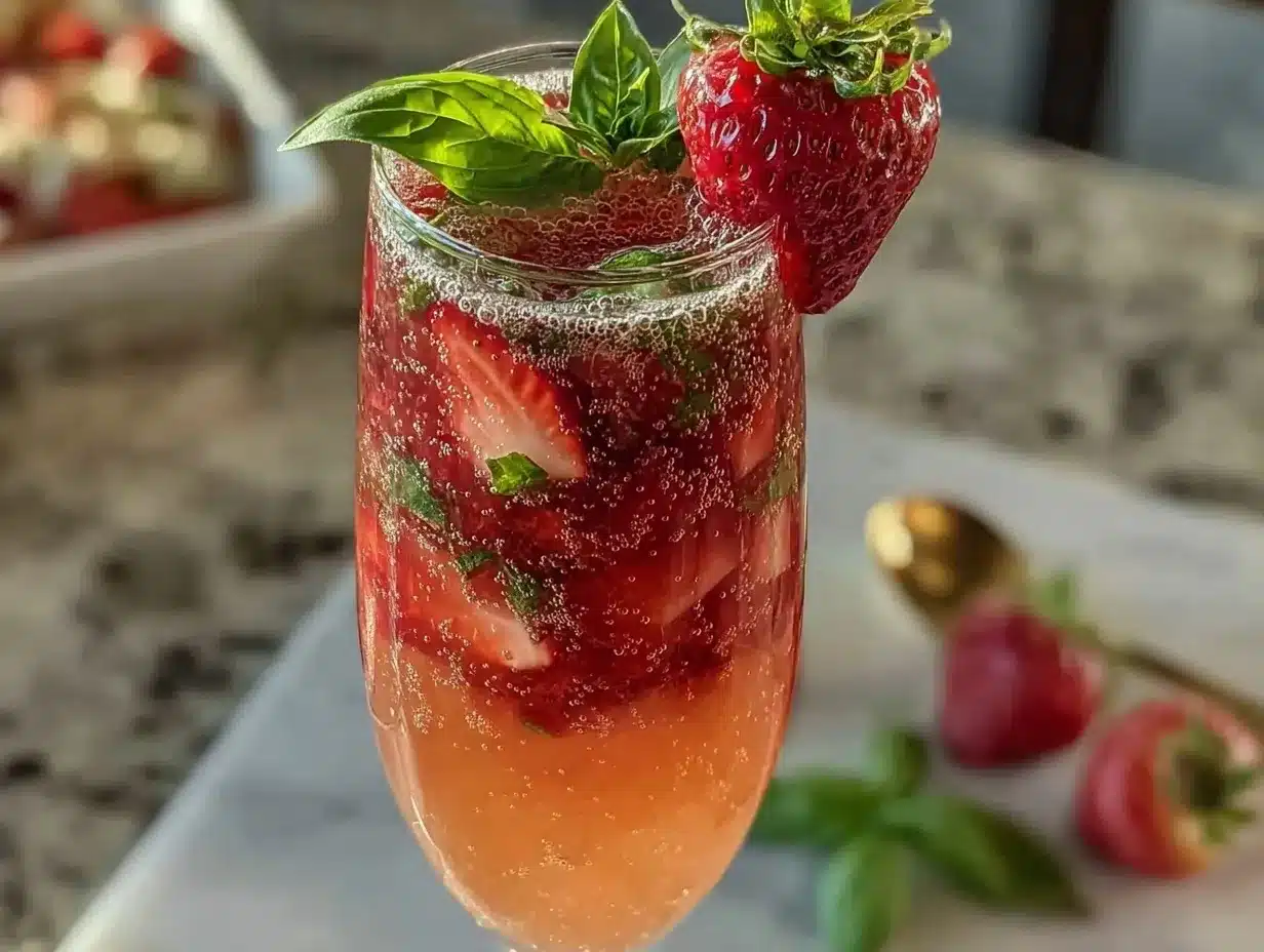 strawberry basil mimosa preparation steps