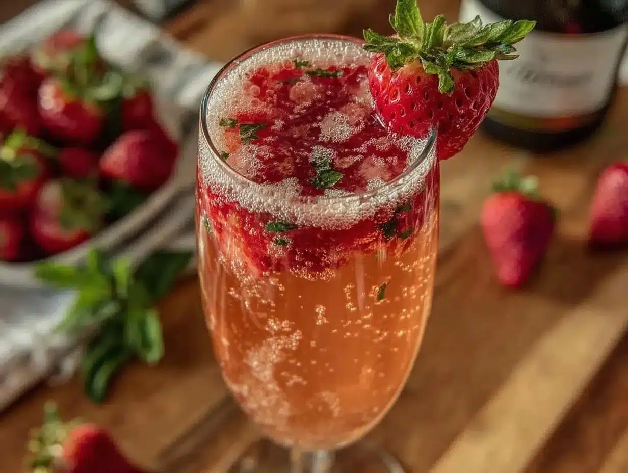 Strawberry Champagne Cocktail preparation steps
