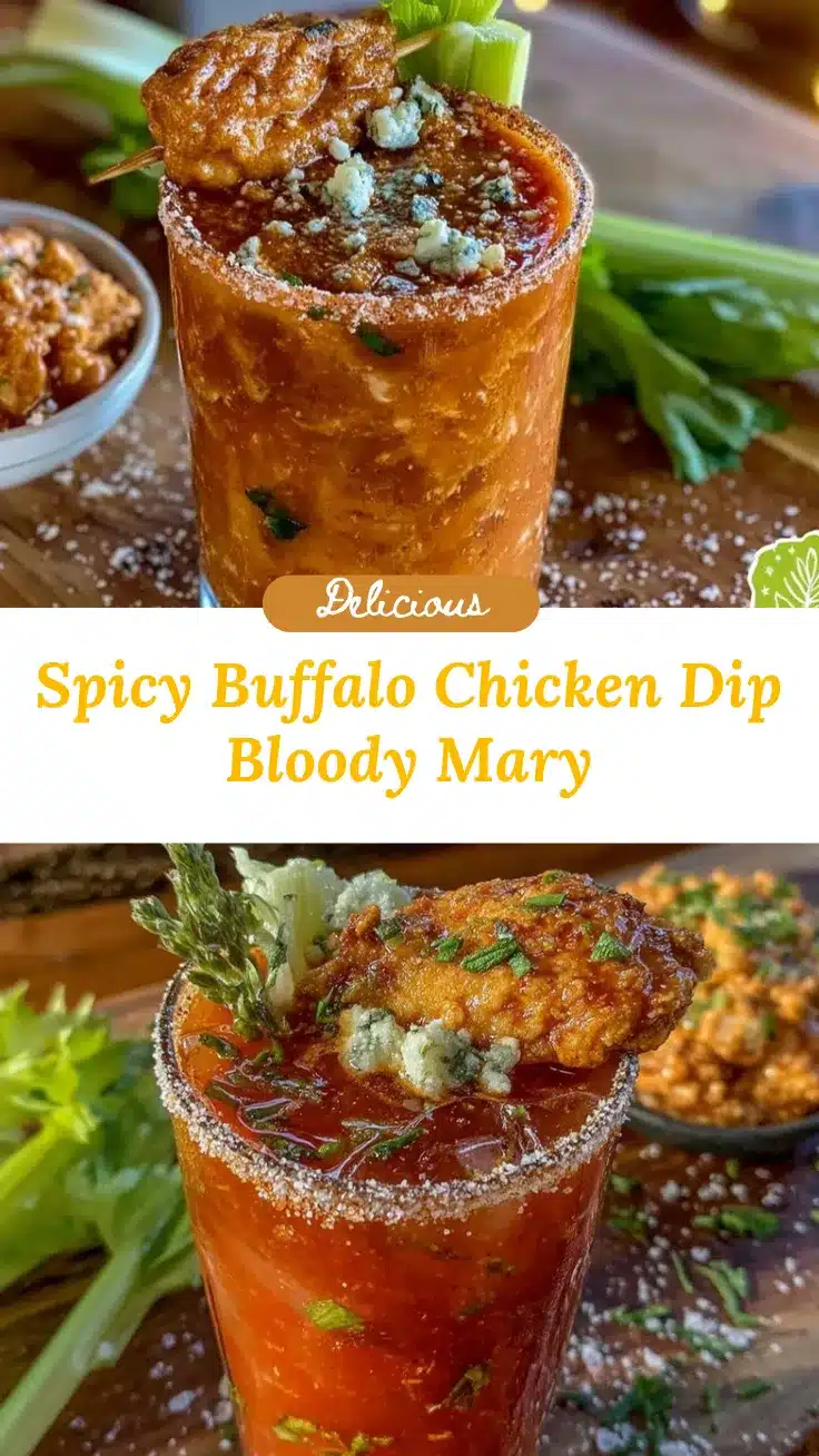 Buffalo chicken dip inspired Bloody Mary recipe
