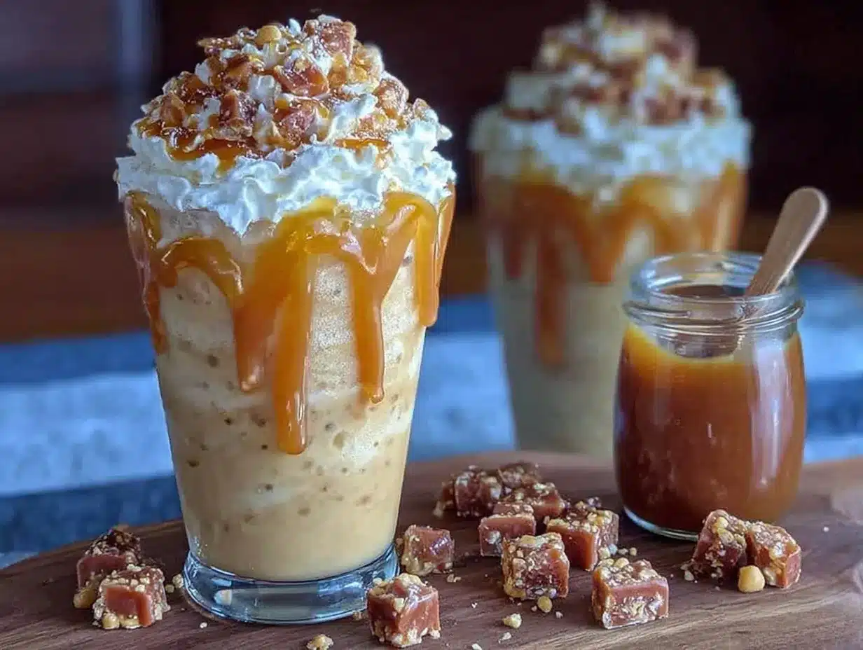 caramel ribbon crunch frappuccino preparation steps
