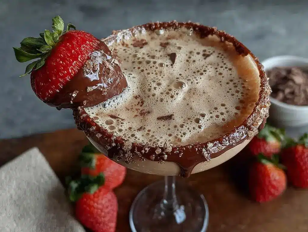 chocolate covered strawberry martini recipe - featured image