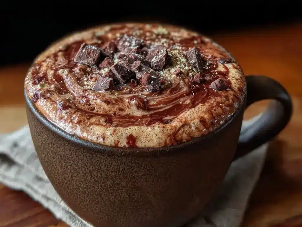 decadent red wine hot chocolate - featured image