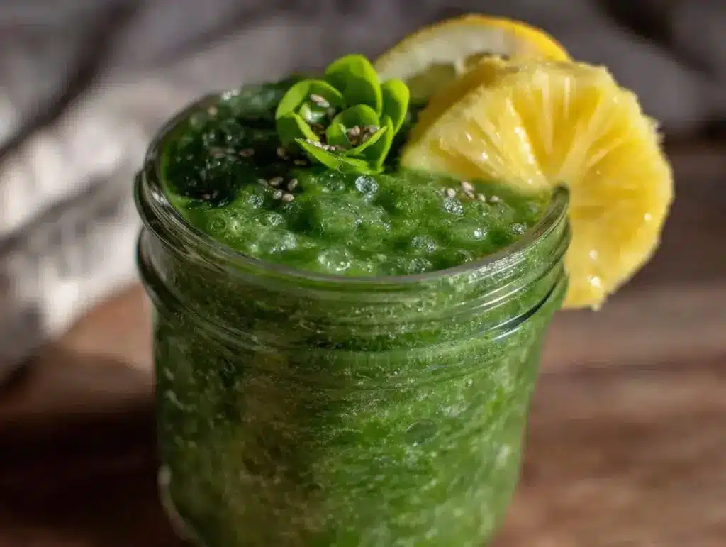 detox green smoothie with ginger and spinach - featured image