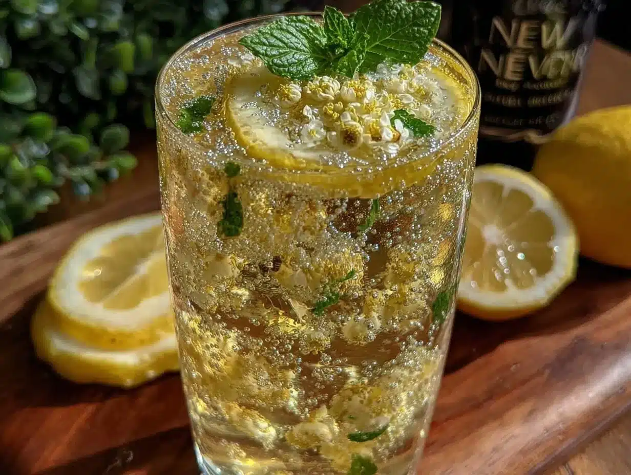 elderflower lemon spritz cocktail preparation steps