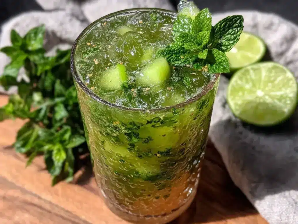 emerald isle mojito with melon liqueur - featured image