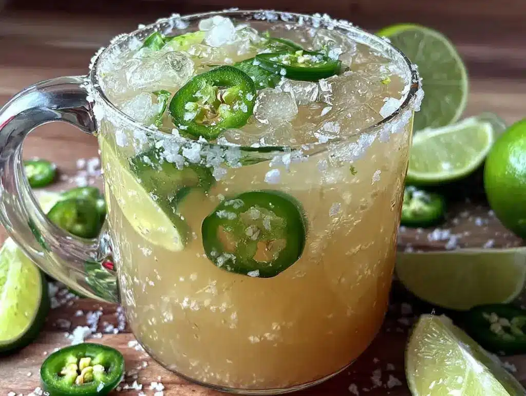 fiery spicy jalapeño margarita pitcher recipe - featured image
