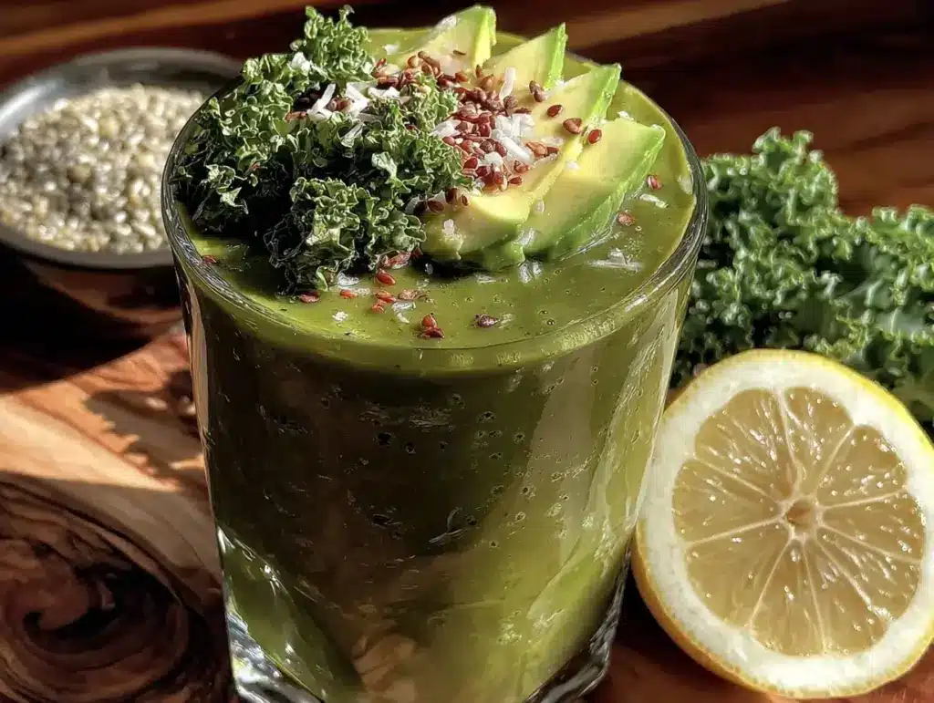 green goddess kale smoothie - featured image
