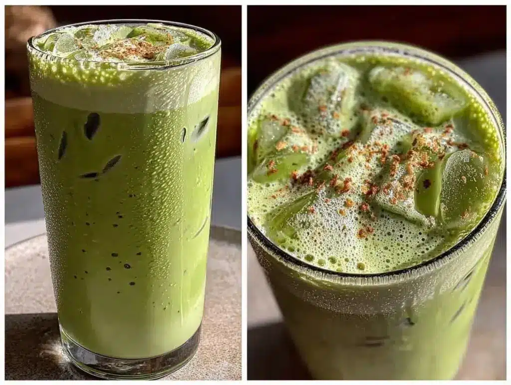 iced matcha latte with oat milk - featured image